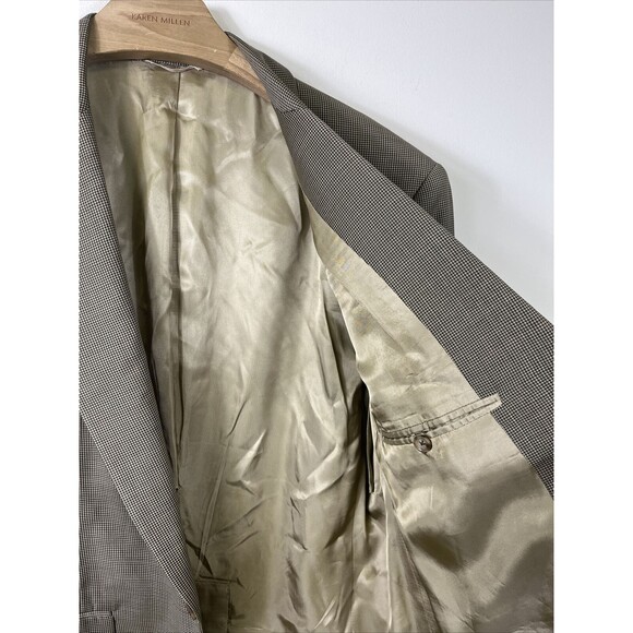 MR NED FIFTH AVENUE Blazer Mens LORO PIANA Houndstooth Plaid Jacket Gold Beige - Picture 3 of 8